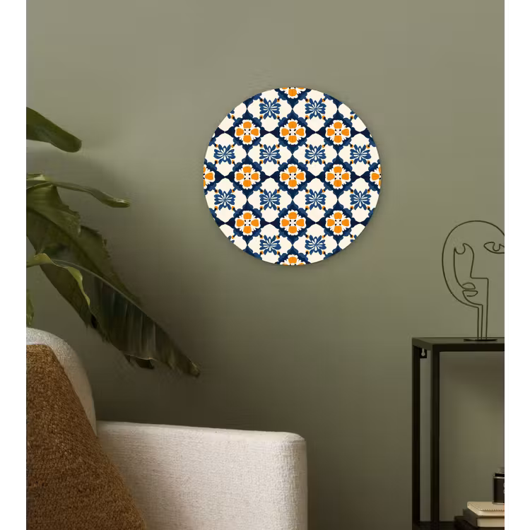 Klassiek - Geometrisch - Blauw Wandcirkel kunststof plaat 5mm dik klein 188 -sfeer3