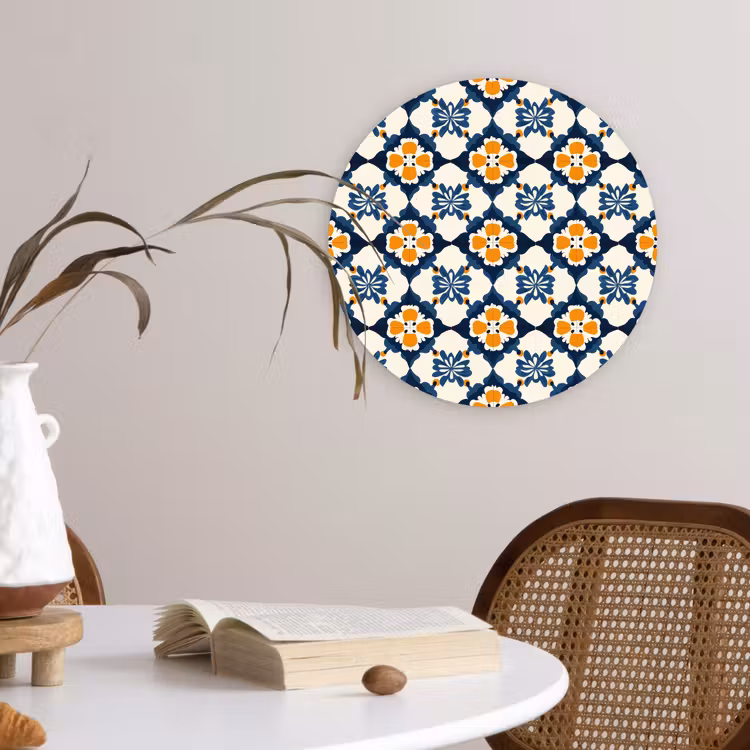Klassiek - Geometrisch - Blauw Wandcirkel kunststof plaat 5mm dik klein 188 -sfeer4