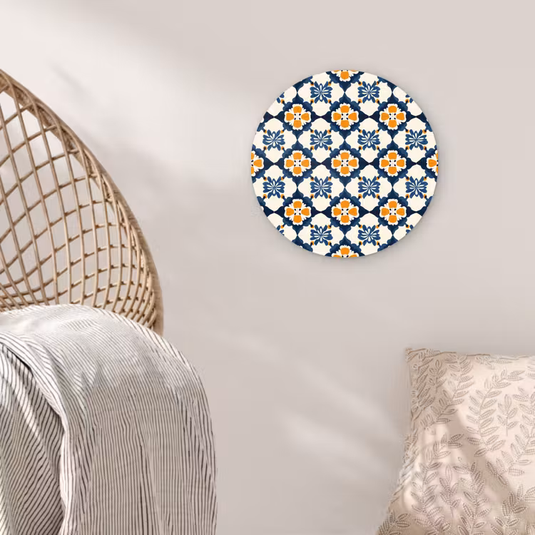 Klassiek - Geometrisch - Blauw Wandcirkel kunststof plaat 5mm dik klein 188 -sfeer5