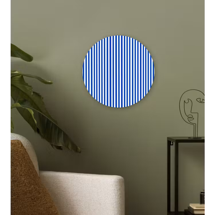 Klassiek - Strepen - Blauw Wandcirkel kunststof plaat 5mm dik klein 188 -sfeer3