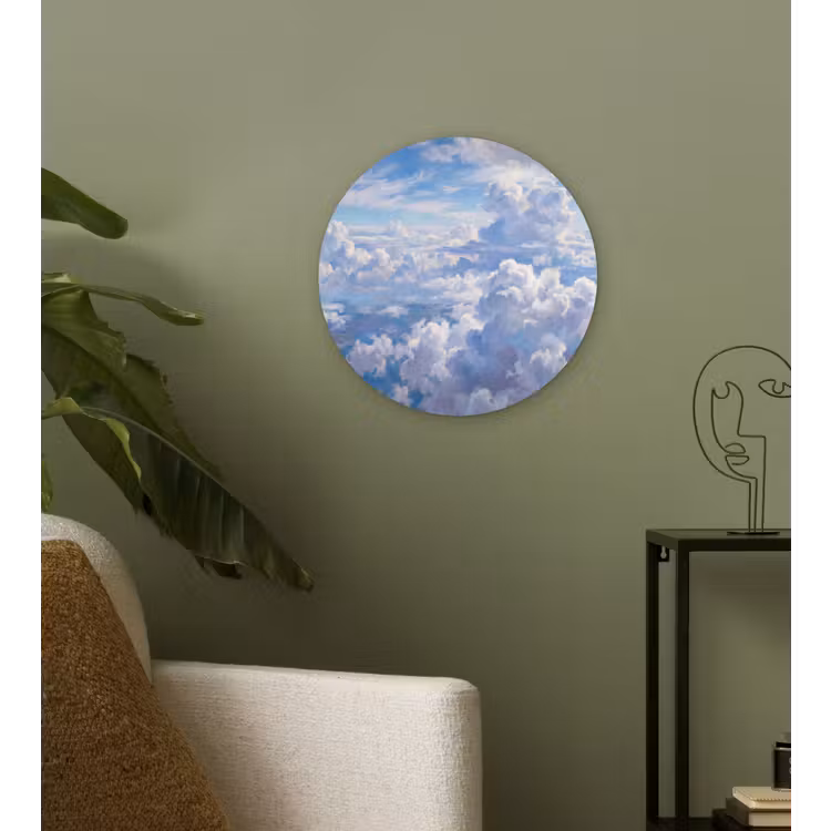 Wolken - Lucht - Natuur - Abstract - Blauw Wandcirkel kunststof plaat 5mm dik klein -sfeer3