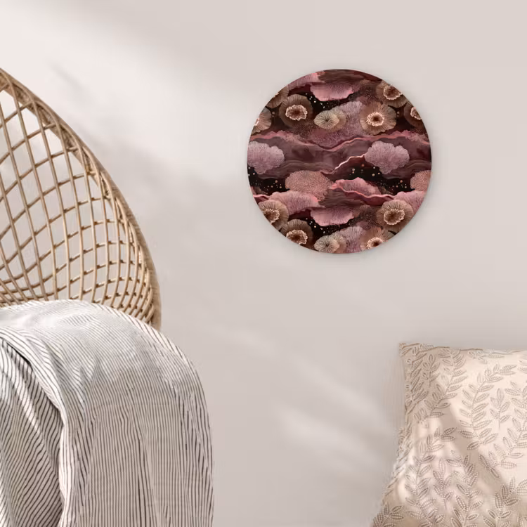 Koraal - Organisch - Roze Wandcirkel kunststof plaat 5mm dik klein 188 -sfeer5