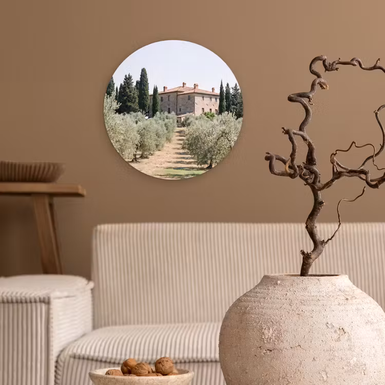 round wall art - Country house - olive tree - orchard - Landhuis - olijfboom - gaard Wandcirkel kunststof plaat 5mm dik klein