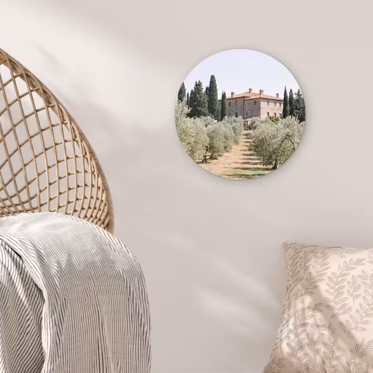 round wall art - Country house - olive tree - orchard - Landhuis - olijfboom - gaard Wandcirkel kunststof plaat 5mm dik klein