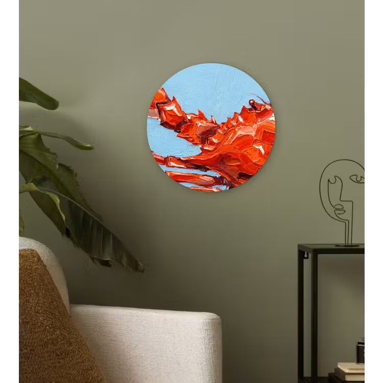 Krab - Zee - Dieren - Abstract - Rood Wandcirkel kunststof plaat 5mm dik klein -sfeer3
