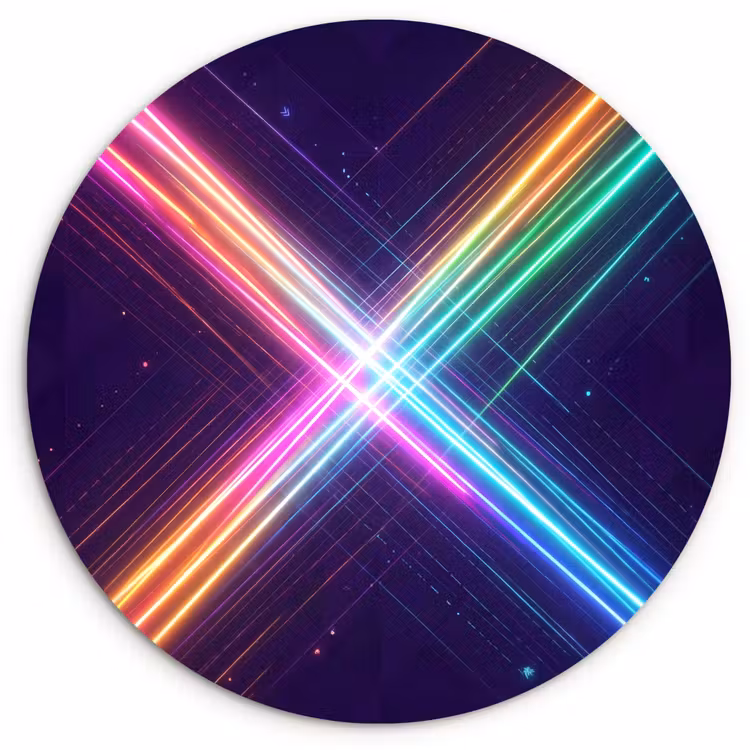 Kruisen - Lasterstralen - Neon Wandcirkel kunststof plaat 5mm dik klein -3d