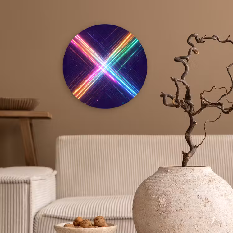 Kruisen - Lasterstralen - Neon Wandcirkel kunststof plaat 5mm dik klein -sfeer1