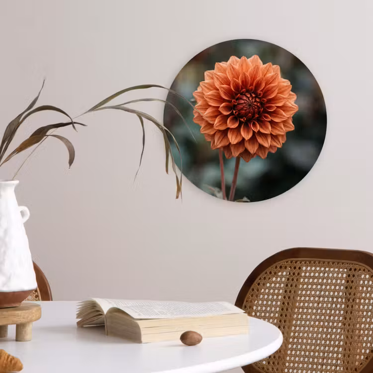 Dahlia - Bloem - Natuur - Sfeervol Wandcirkel kunststof plaat 5mm dik klein -sfeer4