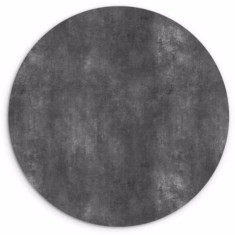 Donkergrijs - Ruw - Beton Wandcirkel kunststof plaat 5mm dik klein 188 -3d