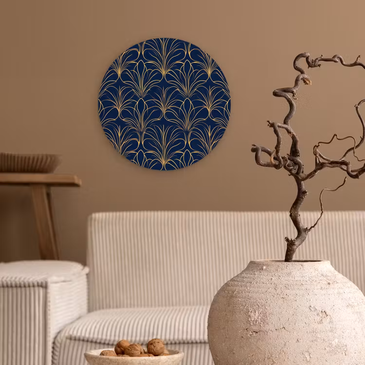 Deco - Waaier - Blauw Wandcirkel kunststof plaat 5mm dik klein 188 -sfeer1