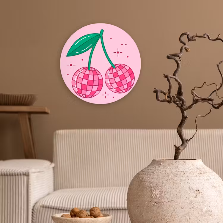 Decoratie - Disco-bal - Feest - Roze Wandcirkel kunststof plaat 5mm dik klein -sfeer1