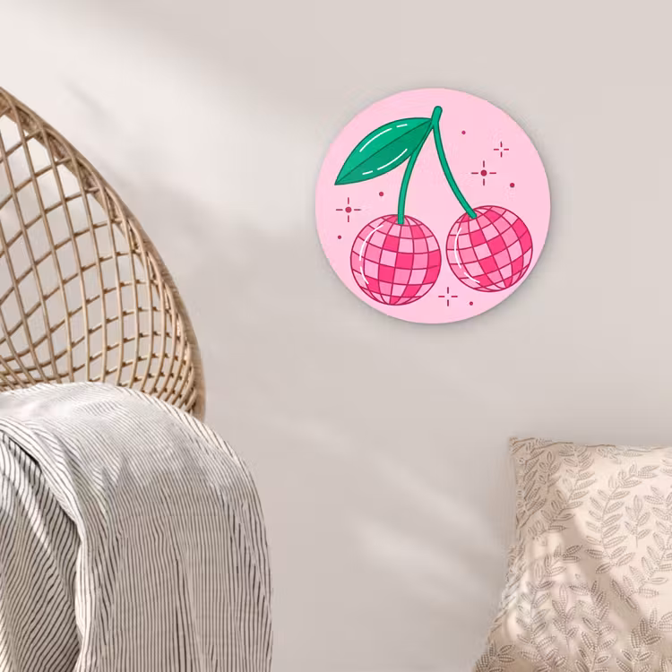 Decoratie - Disco-bal - Feest - Roze Wandcirkel kunststof plaat 5mm dik klein -sfeer5