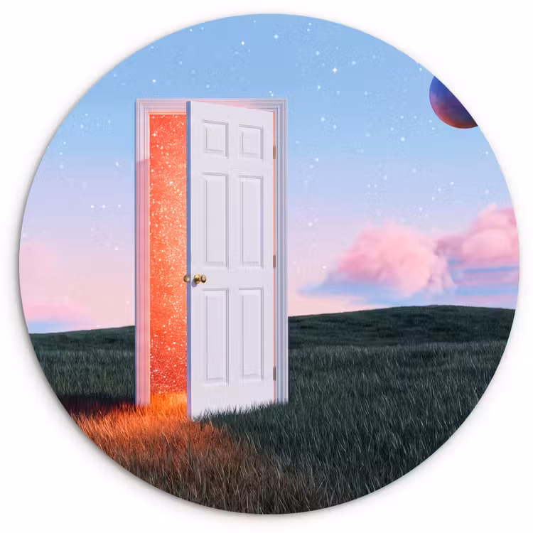 round wall art - Door - Fantasy - Space - Deur - Fantasie - Ruimte Wandcirkel kunststof plaat 5mm dik klein