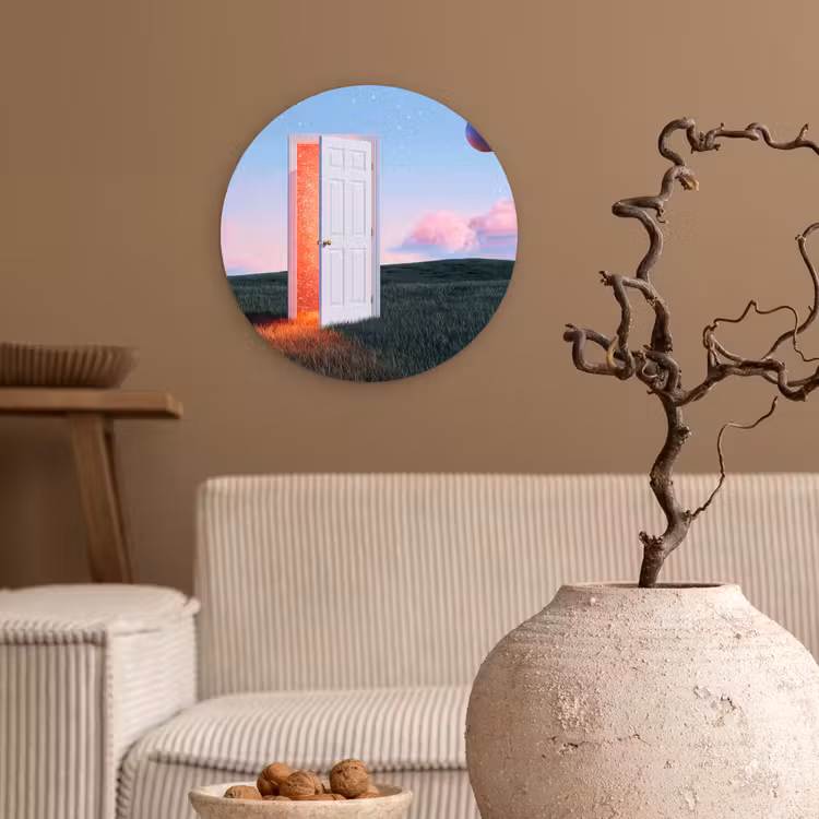 round wall art - Door - Fantasy - Space - Deur - Fantasie - Ruimte Wandcirkel kunststof plaat 5mm dik klein