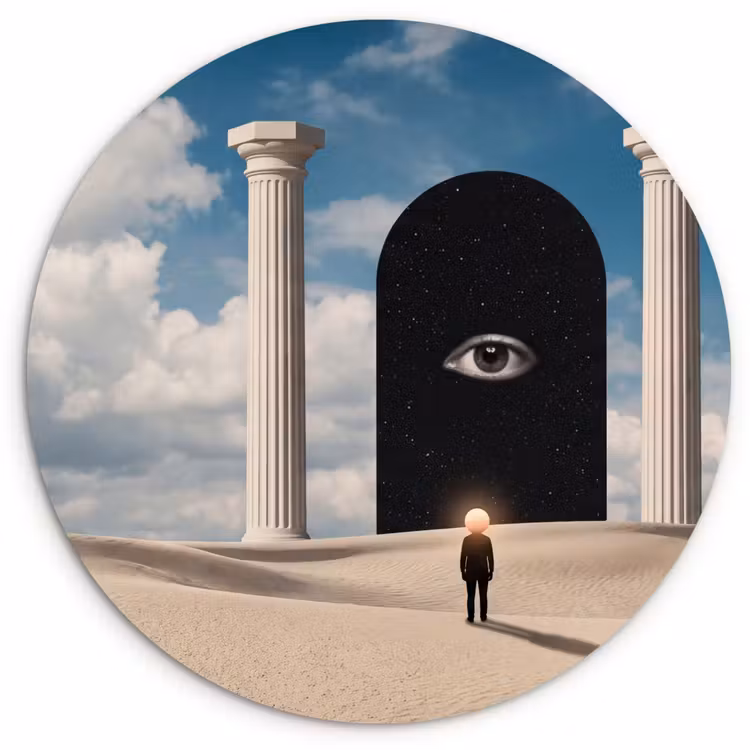 round wall art - Dream - Desert - Eye - Droom - Woestijn - Oog Wandcirkel kunststof plaat 5mm dik klein