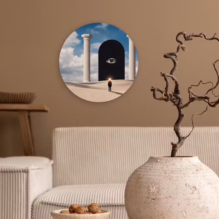 round wall art - Dream - Desert - Eye - Droom - Woestijn - Oog Wandcirkel kunststof plaat 5mm dik klein