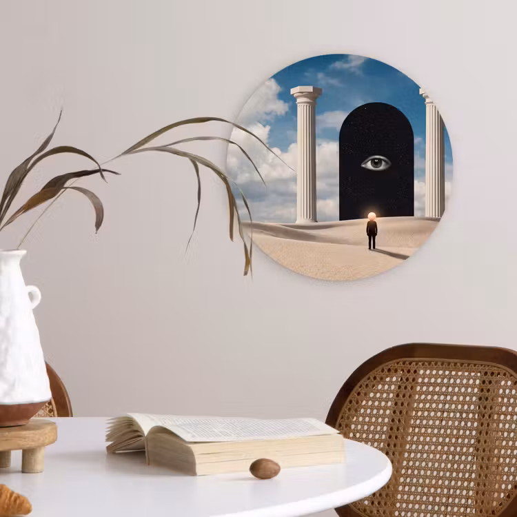 round wall art - Dream - Desert - Eye - Droom - Woestijn - Oog Wandcirkel kunststof plaat 5mm dik klein
