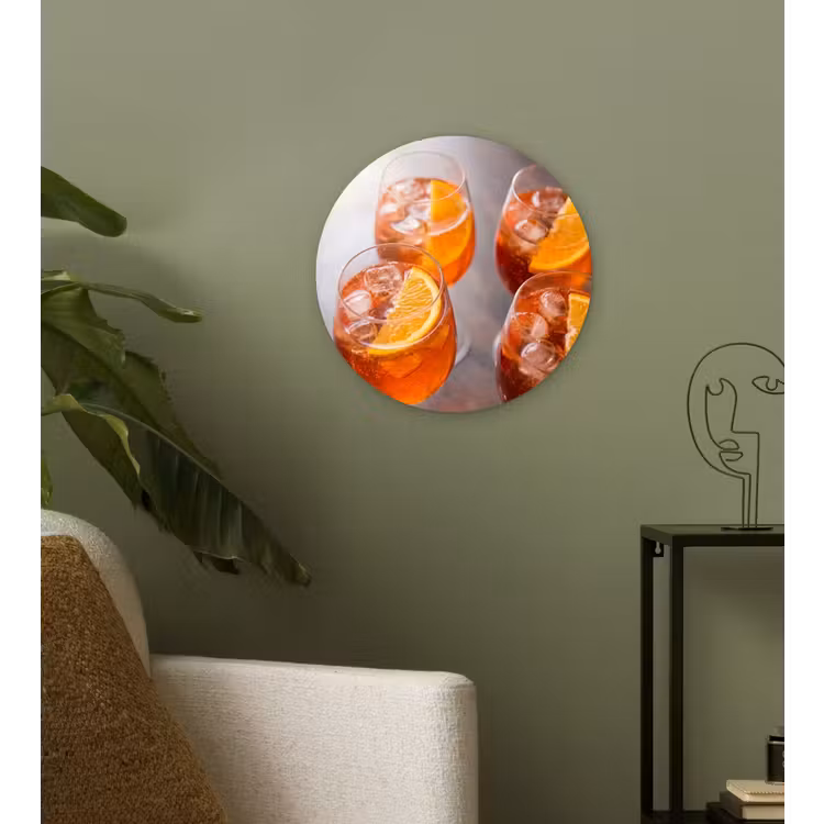 Drank - Sinaasappel - IJs - Zomer - Oranje Wandcirkel kunststof plaat 5mm dik klein -sfeer3