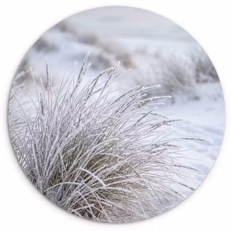Duinen - Sneeuw - Strand - Winter - Serene Wandcirkel kunststof plaat 5mm dik klein -3d