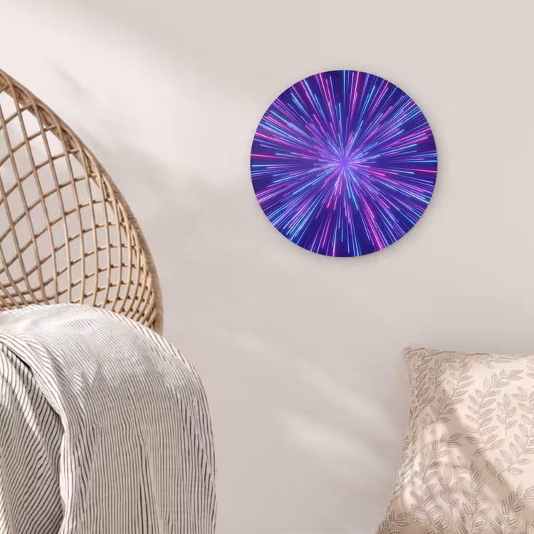 Dynamisch - Ruimte - Kleurrijk Wandcirkel kunststof plaat 5mm dik klein -sfeer5