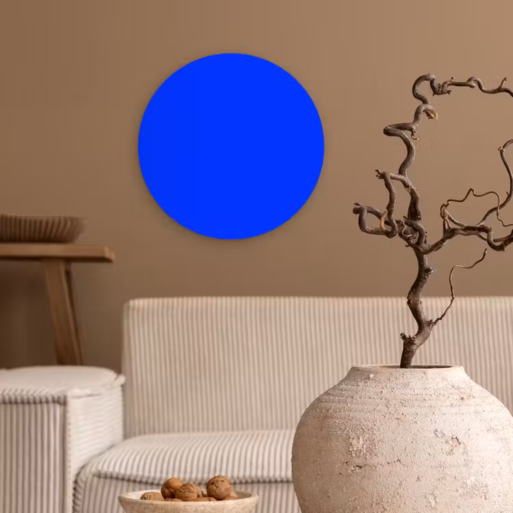 Electric - Blue - Blauw Wandcirkel kunststof plaat 5mm dik klein 188 -sfeer1
