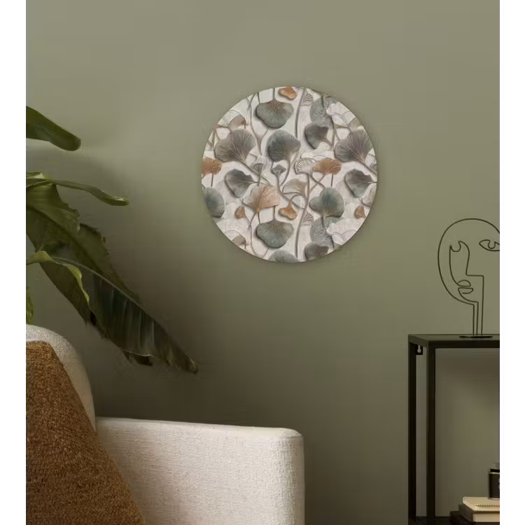 Elegant - Bladeren - Groen Wandcirkel kunststof plaat 5mm dik klein 188 -sfeer3