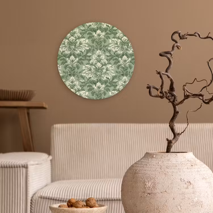 Sierlijk - Lichtgroen - Planten - Patroon - Getailleerd Wandcirkel kunststof plaat 5mm dik klein 188 -sfeer1