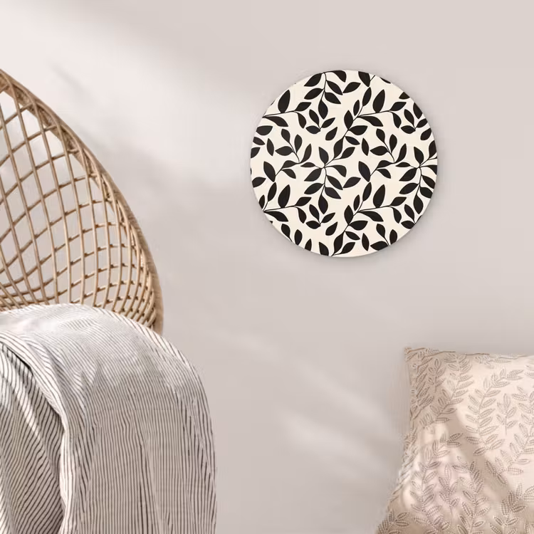 Elegant - Patroon - Zwart - Beige Wandcirkel kunststof plaat 5mm dik klein 188 -sfeer5