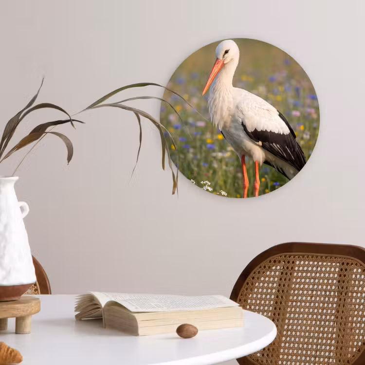 Ooienvaar - Bloemen - Weide - Kleurrijk Wandcirkel kunststof plaat 5mm dik klein -sfeer4