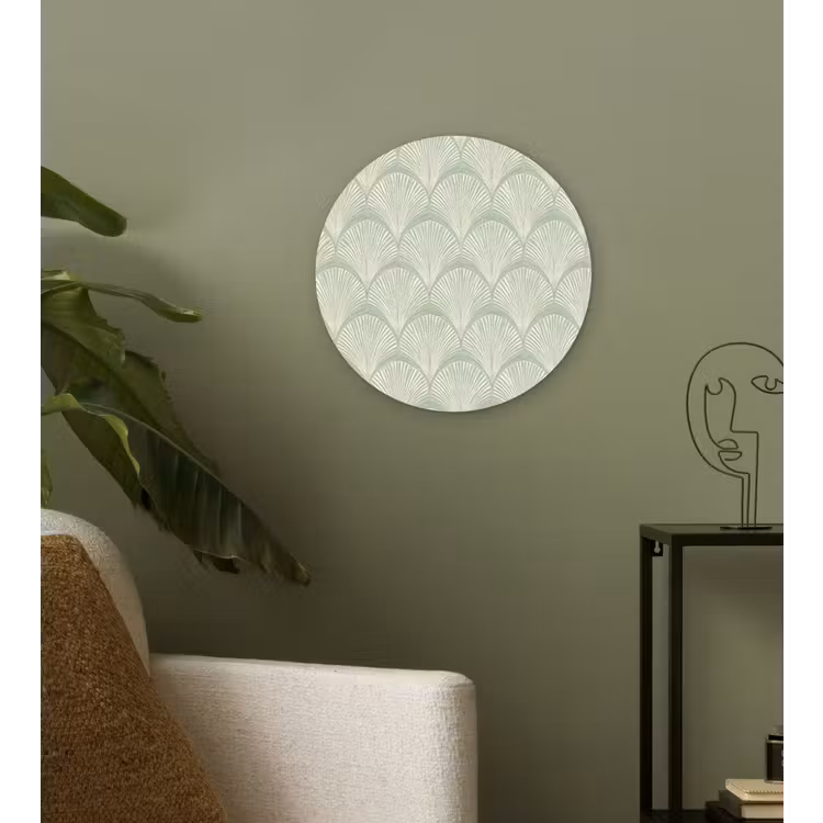 Waaiers - Patroon - Groen Wandcirkel kunststof plaat 5mm dik klein 188 -sfeer3
