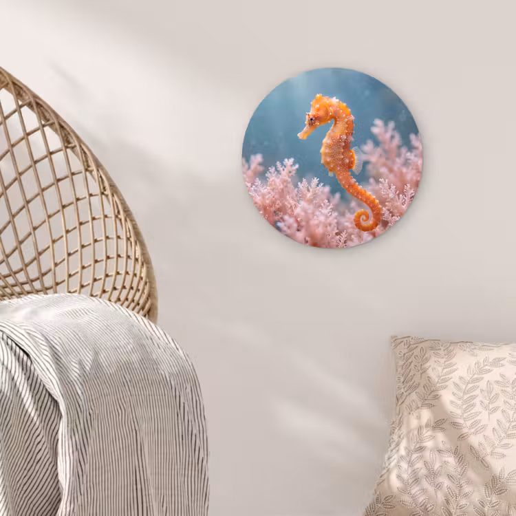 Vis - Koraal - Oceaan - Macro - Oranje Wandcirkel kunststof plaat 5mm dik klein -sfeer5