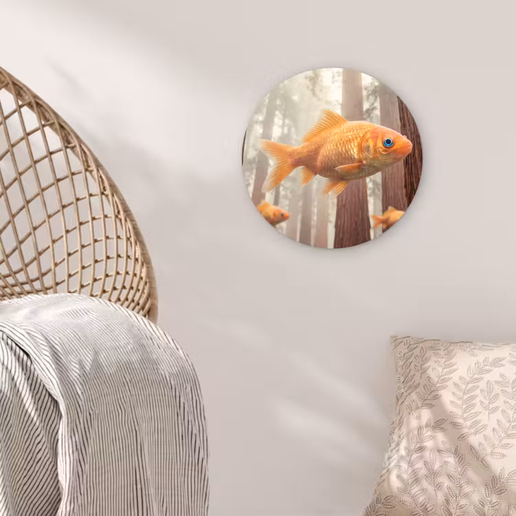 round wall art - Fish - Forest - Fantasy - Vis - Bos - Fantasie Wandcirkel kunststof plaat 5mm dik klein