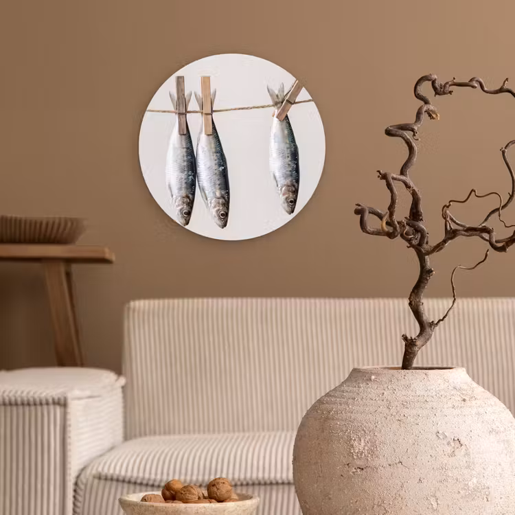 round wall art - Fish - Hanging - Food - Vis - Hangend - Eten Wandcirkel kunststof plaat 5mm dik klein