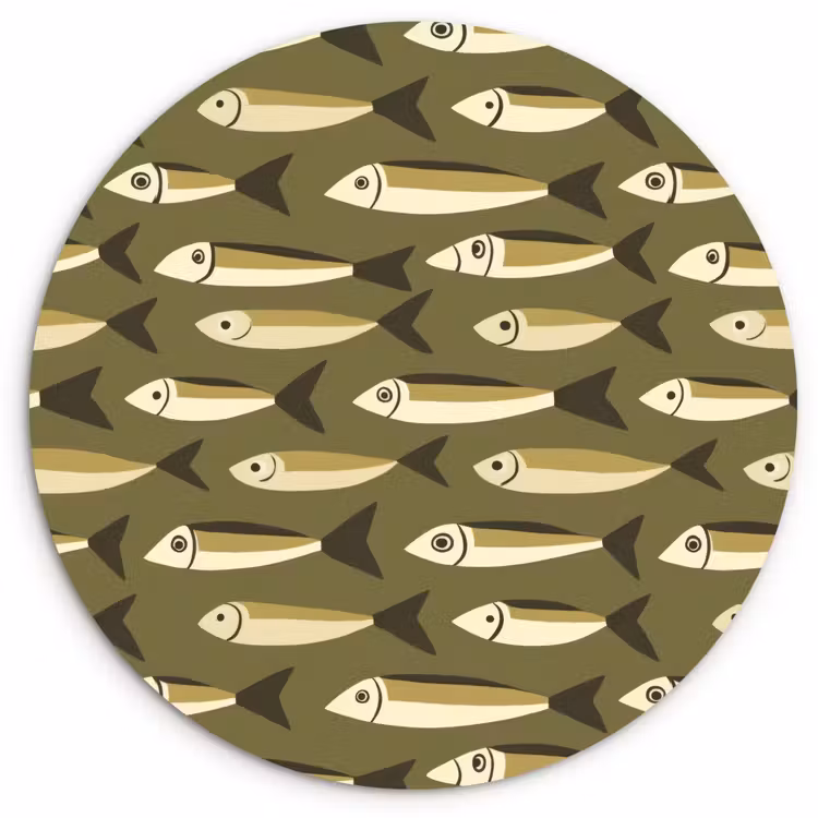 Vis - Patroon - Groen Wandcirkel kunststof plaat 5mm dik klein 188 -3d