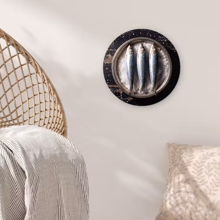 round wall art - Fish - Salt - Food - Vis - Zout - Eten Wandcirkel kunststof plaat 5mm dik klein
