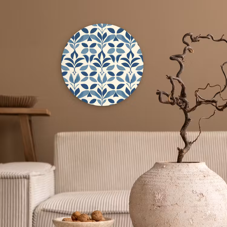Flora - Modern - Blauw Wandcirkel kunststof plaat 5mm dik klein 188 -sfeer1