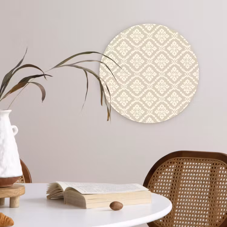 Floraal - Ornament - Beige Wandcirkel kunststof plaat 5mm dik klein 188 -sfeer4