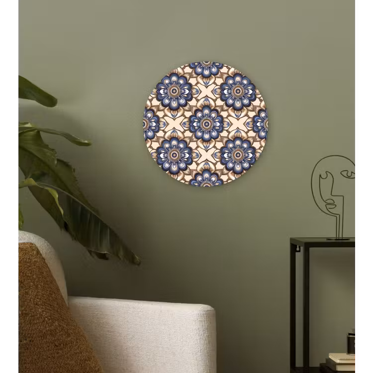 Floraal - Ornament - Blauw Wandcirkel kunststof plaat 5mm dik klein 188 -sfeer3