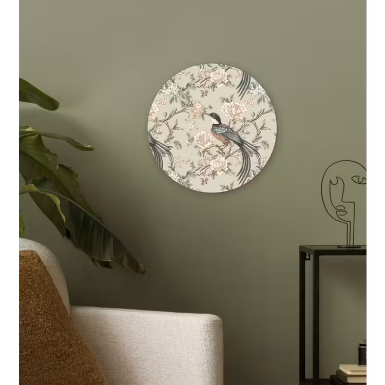 Bloem - Vogel - Kleurrijk Wandcirkel kunststof plaat 5mm dik klein 188 -sfeer3