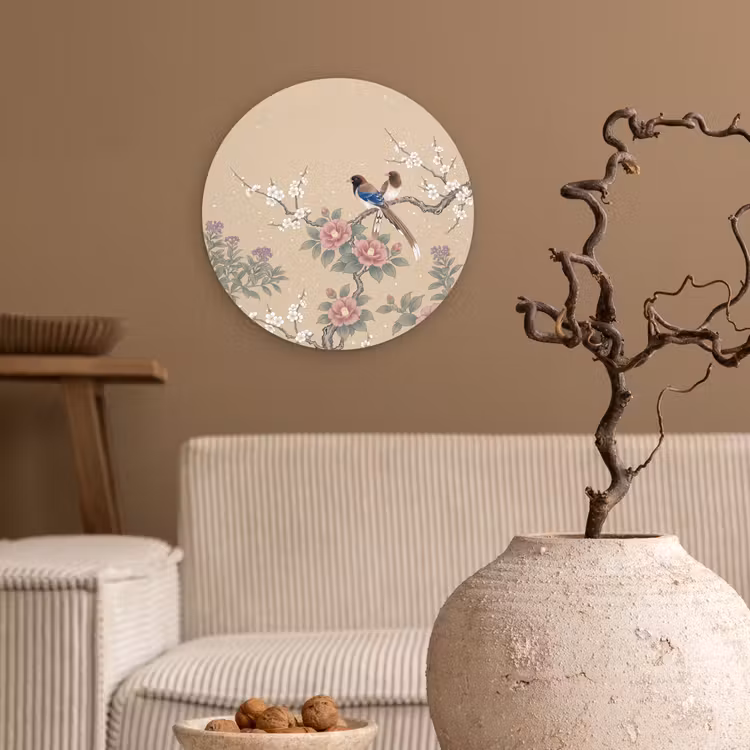 Bloemen - Vogels - Bloemen Wandcirkel kunststof plaat 5mm dik klein -sfeer1
