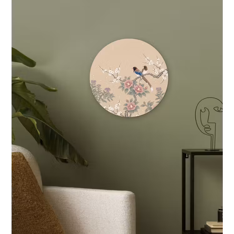 Bloemen - Vogels - Bloemen Wandcirkel kunststof plaat 5mm dik klein -sfeer3