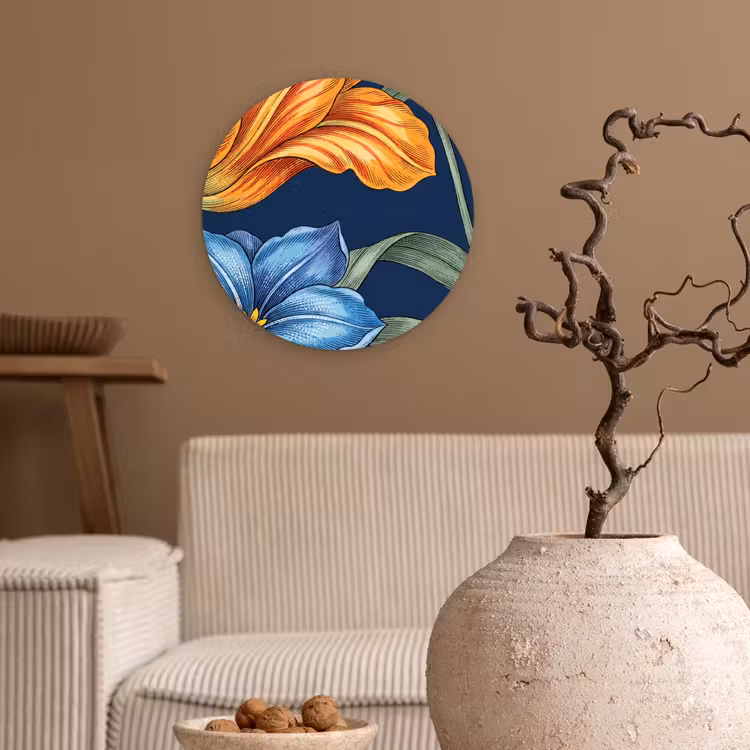 round wall art - Flowers - Botanical - Pattern - Bloemen - Botanisch - Patroon Wandcirkel kunststof plaat 5mm dik klein
