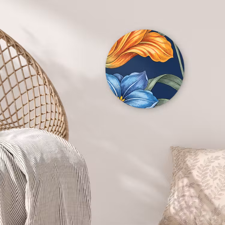round wall art - Flowers - Botanical - Pattern - Bloemen - Botanisch - Patroon Wandcirkel kunststof plaat 5mm dik klein