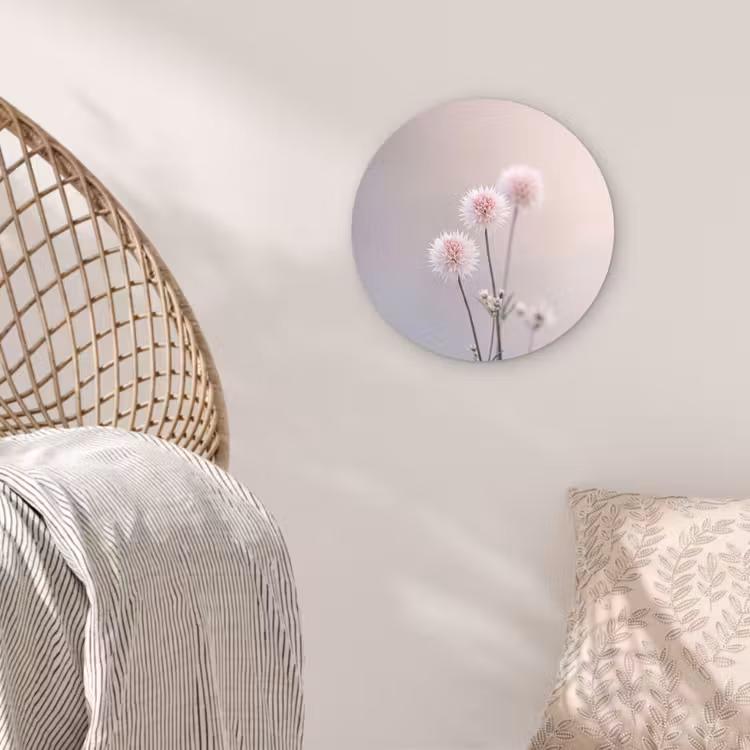 Bloemen - Bollen - Roze Wandcirkel kunststof plaat 5mm dik klein -sfeer5