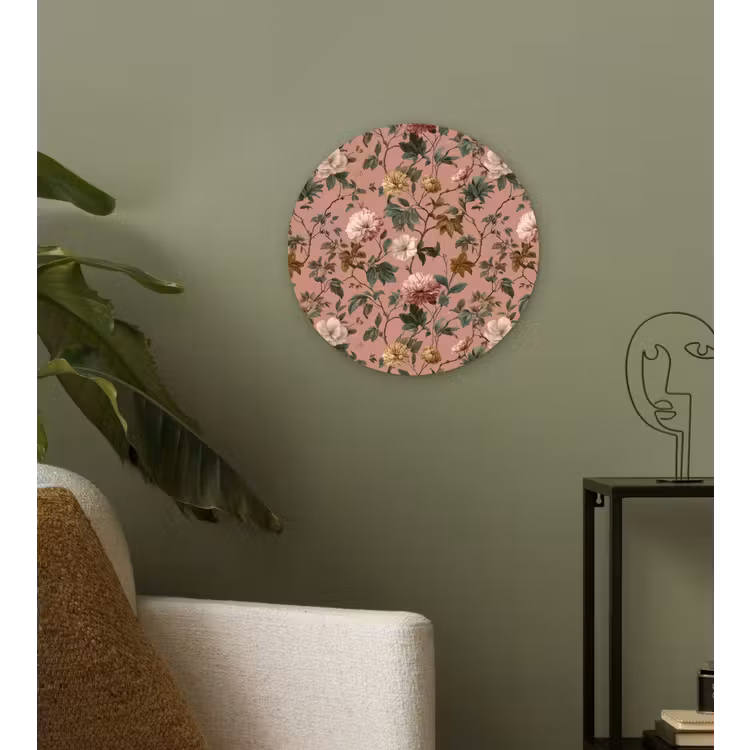 Bloemen - Klassiek - Roze Wandcirkel kunststof plaat 5mm dik klein 188 -sfeer3