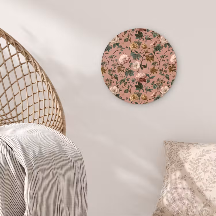 Bloemen - Klassiek - Roze Wandcirkel kunststof plaat 5mm dik klein 188 -sfeer5