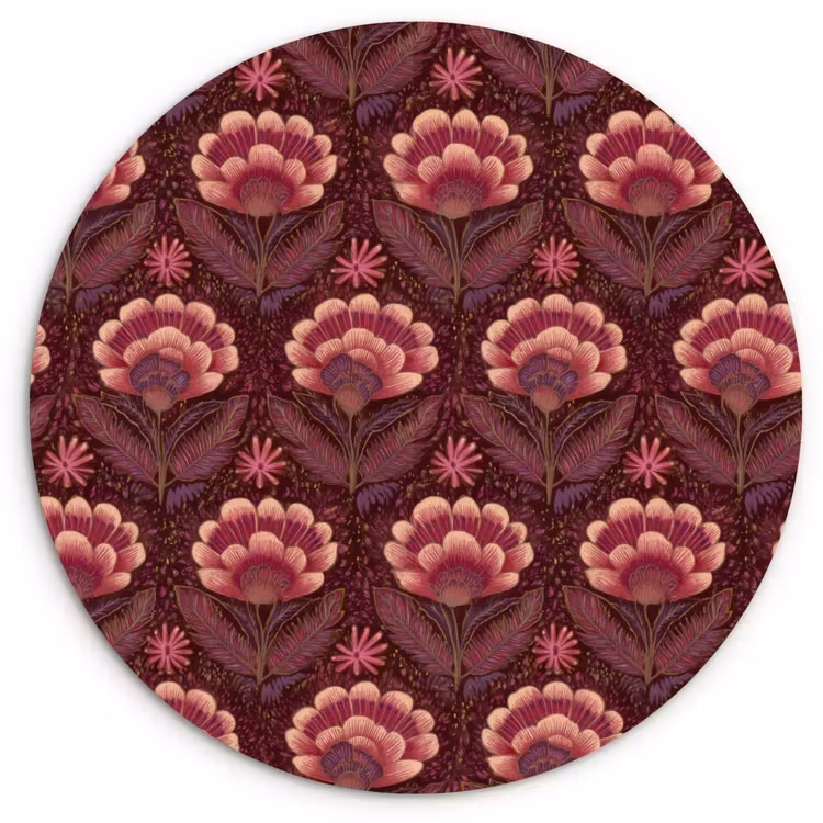 Bloemen - Waaier - Paars Wandcirkel kunststof plaat 5mm dik klein 188 -3d