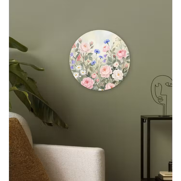 Bloemen - Tuin - Natuur - Kleurrijk Wandcirkel kunststof plaat 5mm dik klein -sfeer3