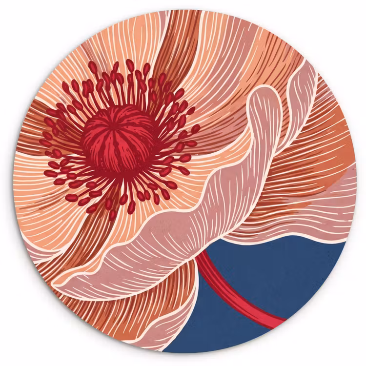 round wall art - Flowers - Modern - Abstract - Bloemen - Modern - Abstract Wandcirkel kunststof plaat 5mm dik klein