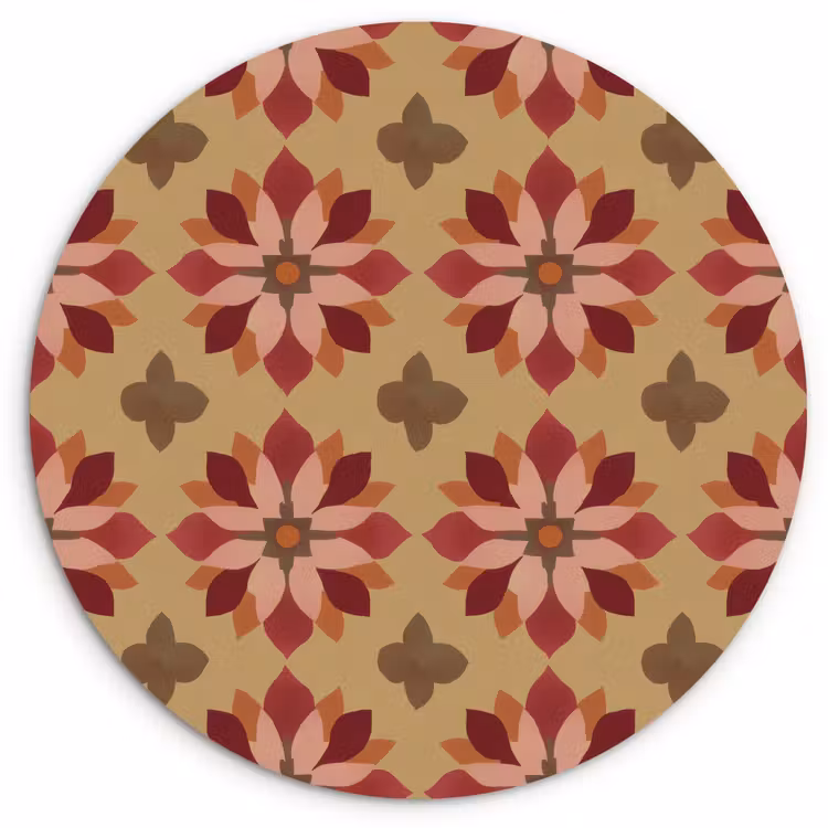 Bloemen - Retro - Groen Wandcirkel kunststof plaat 5mm dik klein 188 -3d
